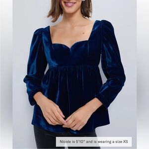 Elegant Blue Velvet Women's Top